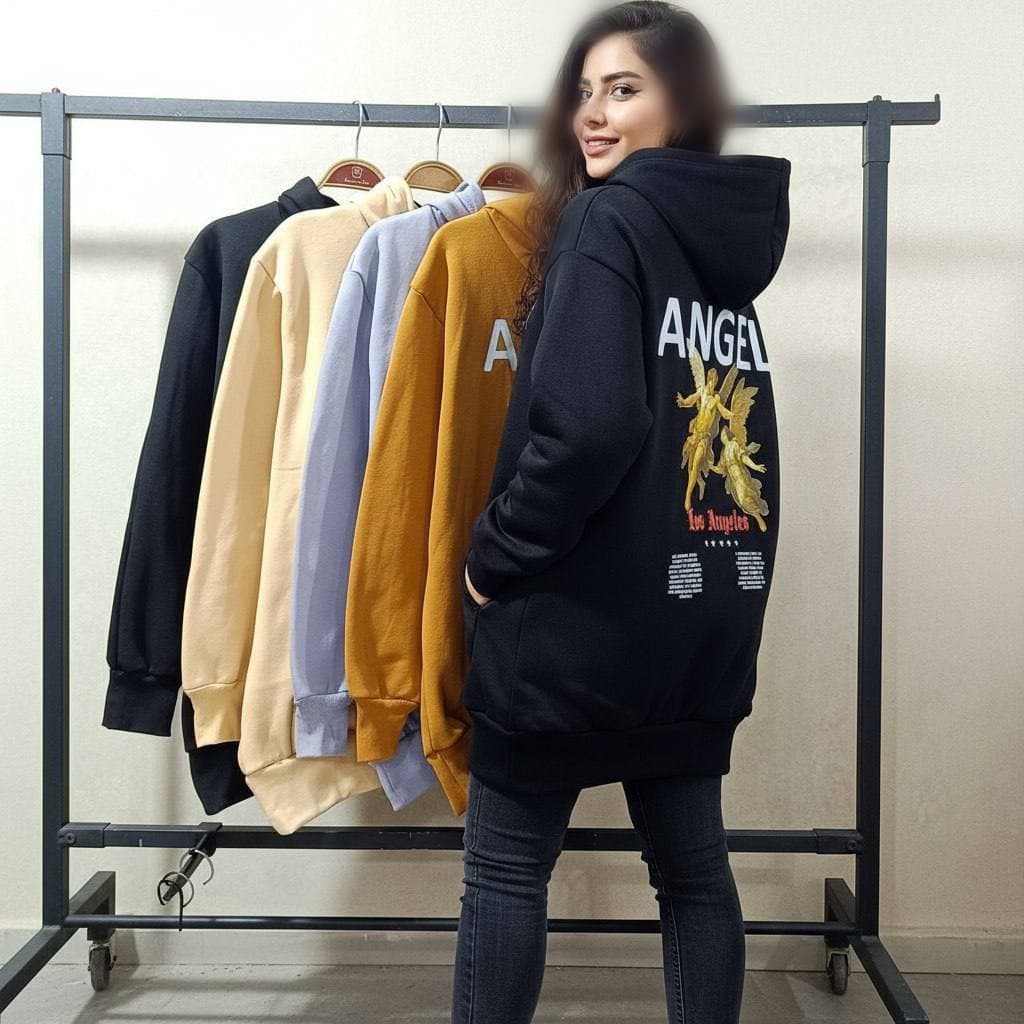 هودی قواره داره پشت چاپ آنجل (پک 5 عددی)