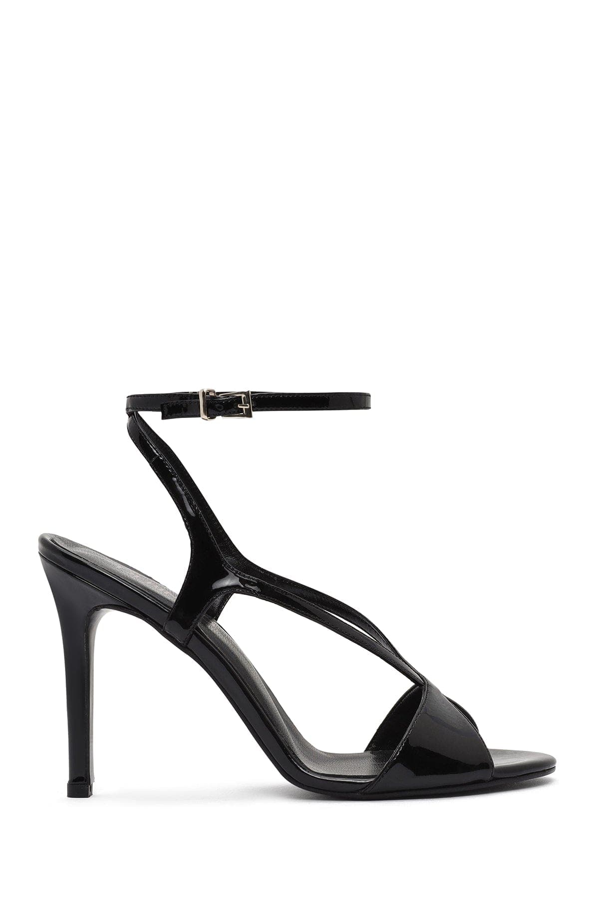 صندل زنانه مشکی چرم بنددار پاشنهنازک بلند دری مد