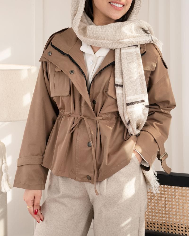 ترنچ کت یقه ایستاده آستردار کد 25791