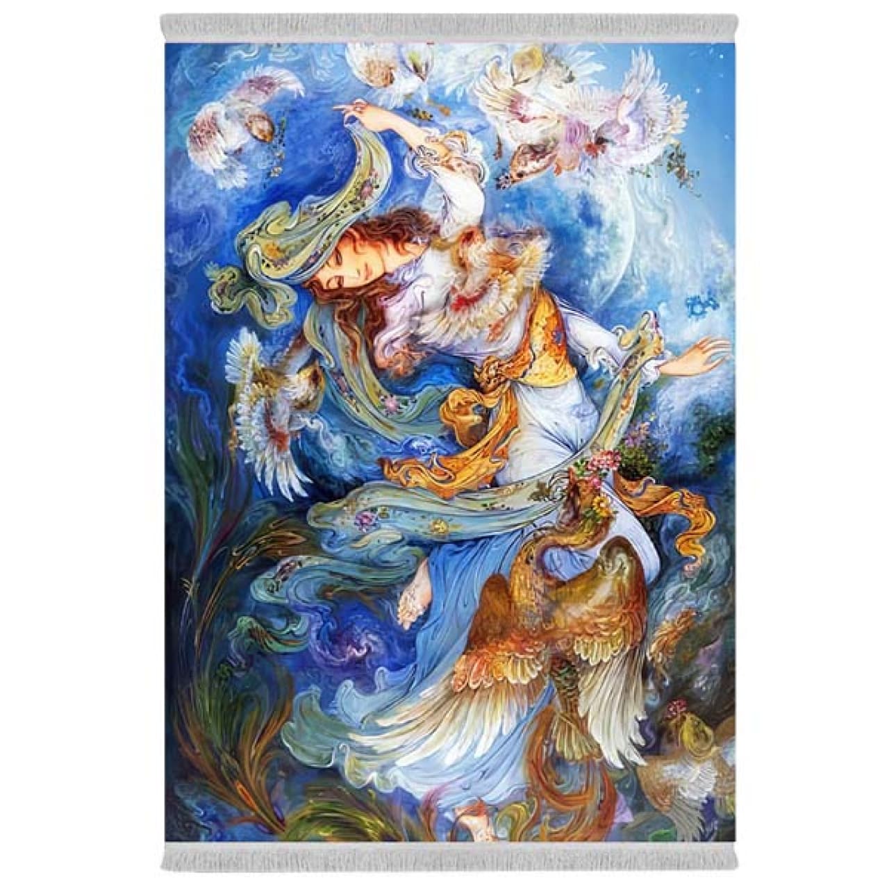 فرش پارچهای دفه مدل فرشینه شانل مخمل طرح فانتزی کد 7178