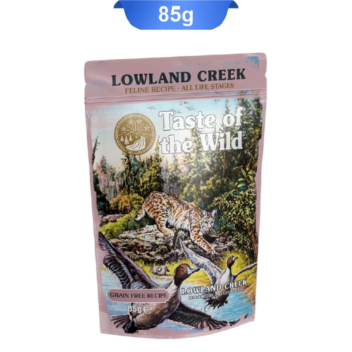 پوچ گربه تیست آف د وایلد طعم بلدرچین و اردک وزن 85 گرم Taste Of The Wild Lowland Creek
