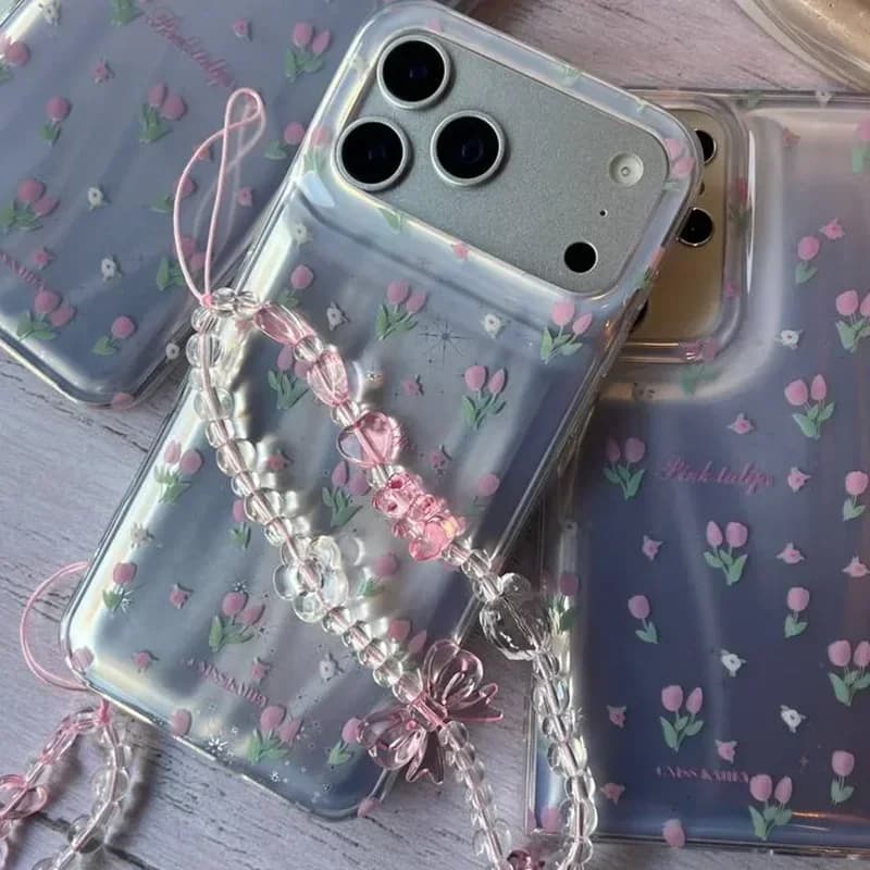 کاور گوشی آیفون براش گل لاله همراه با آویز