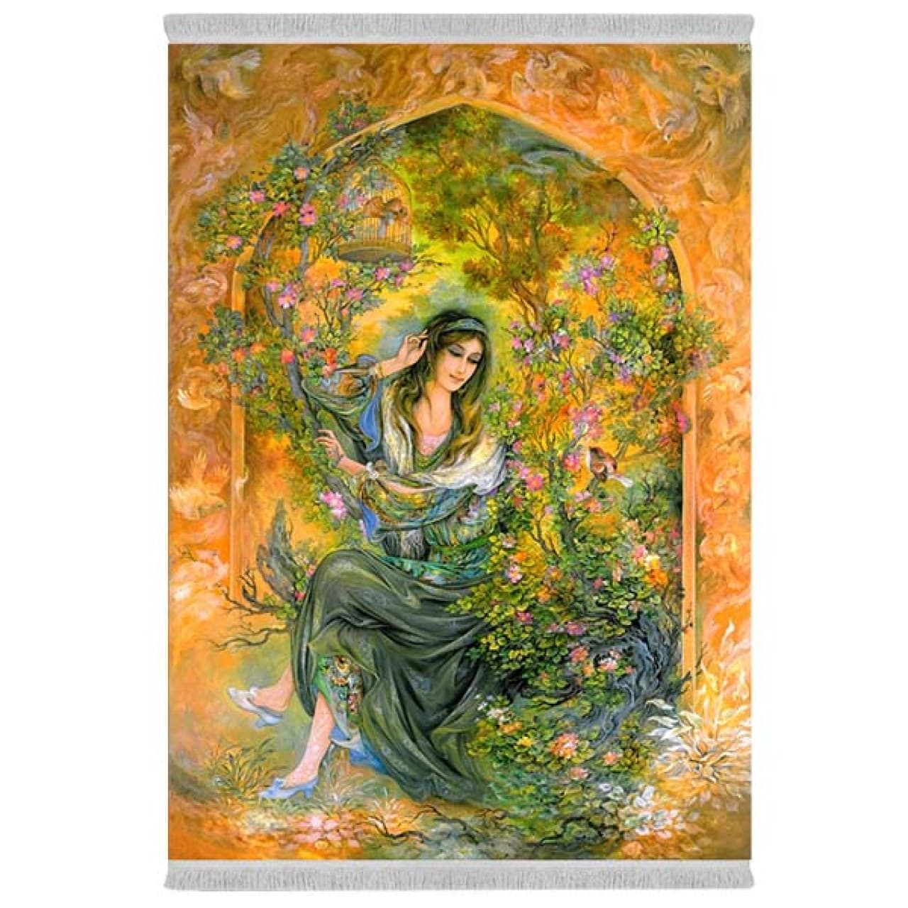 فرش پارچهای دفه مدل فرشینه شانل مخمل طرح فانتزی کد 7016