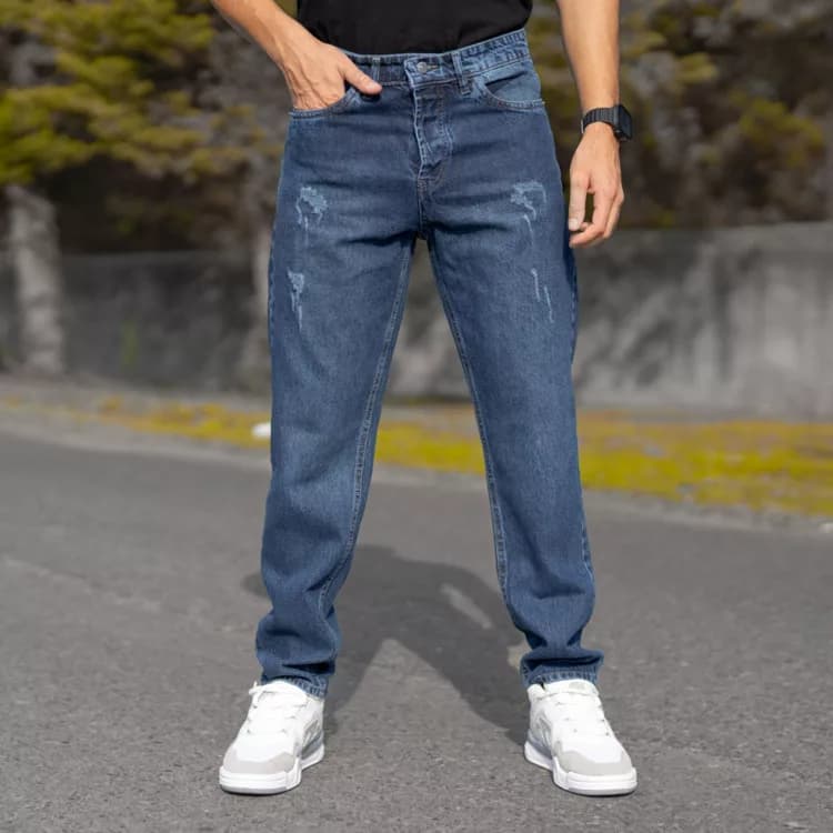 شلوار جین مردانه مام آبی تیره کد 27869