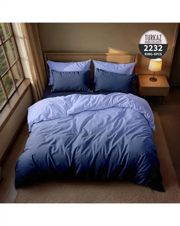 سرویس لحاف روتختی دو نفره 8 تکه میکرو تنسل گیاهی دو رو TURKAZ مدل 2232