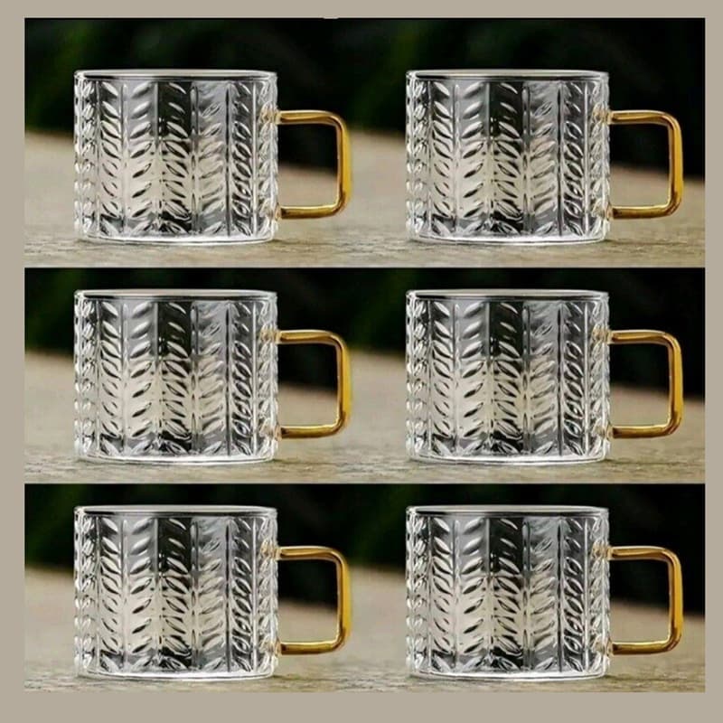 فنجان پیرکس قهوه خوری مدل گندمی بسته 6 عددی کد 141