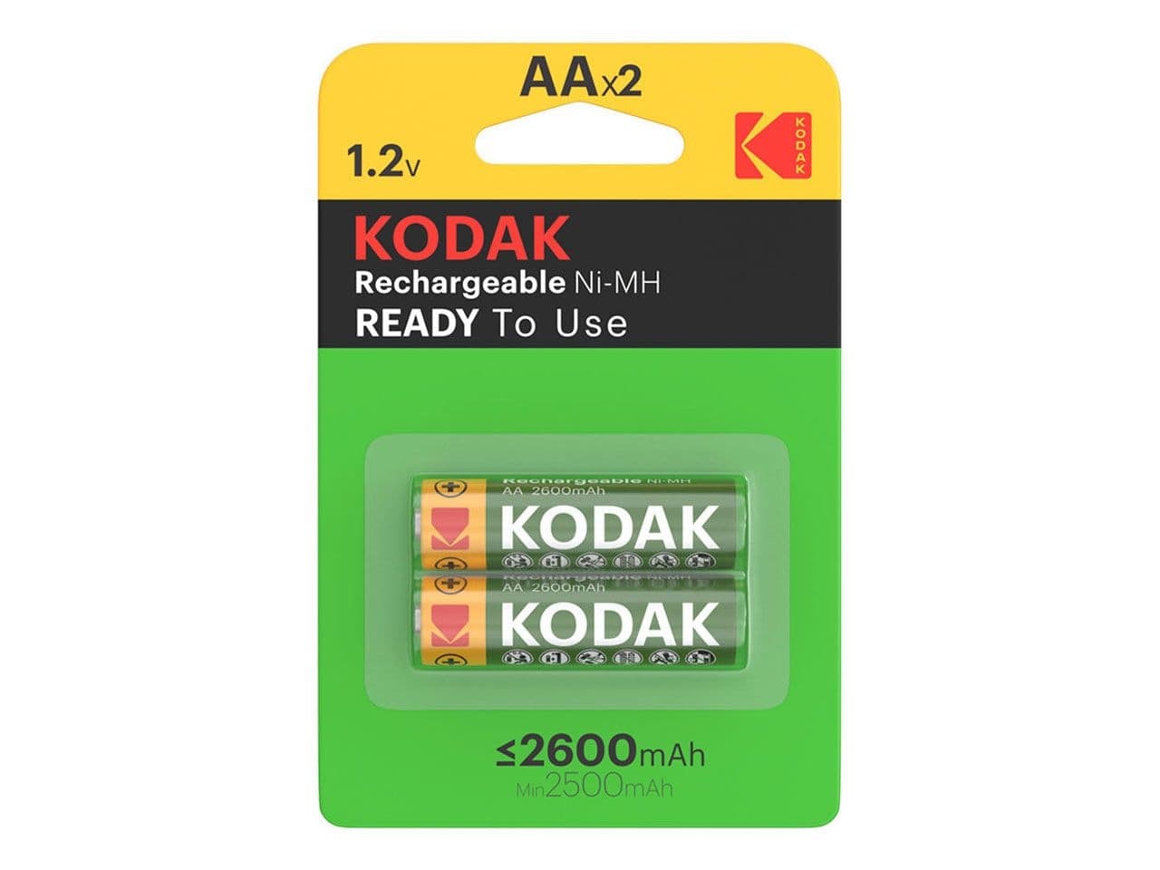 باتری قلمی قابل شارژ کداک مدل Kodak Rechargeable 2600mAh Ni-MH پک 2 عددی