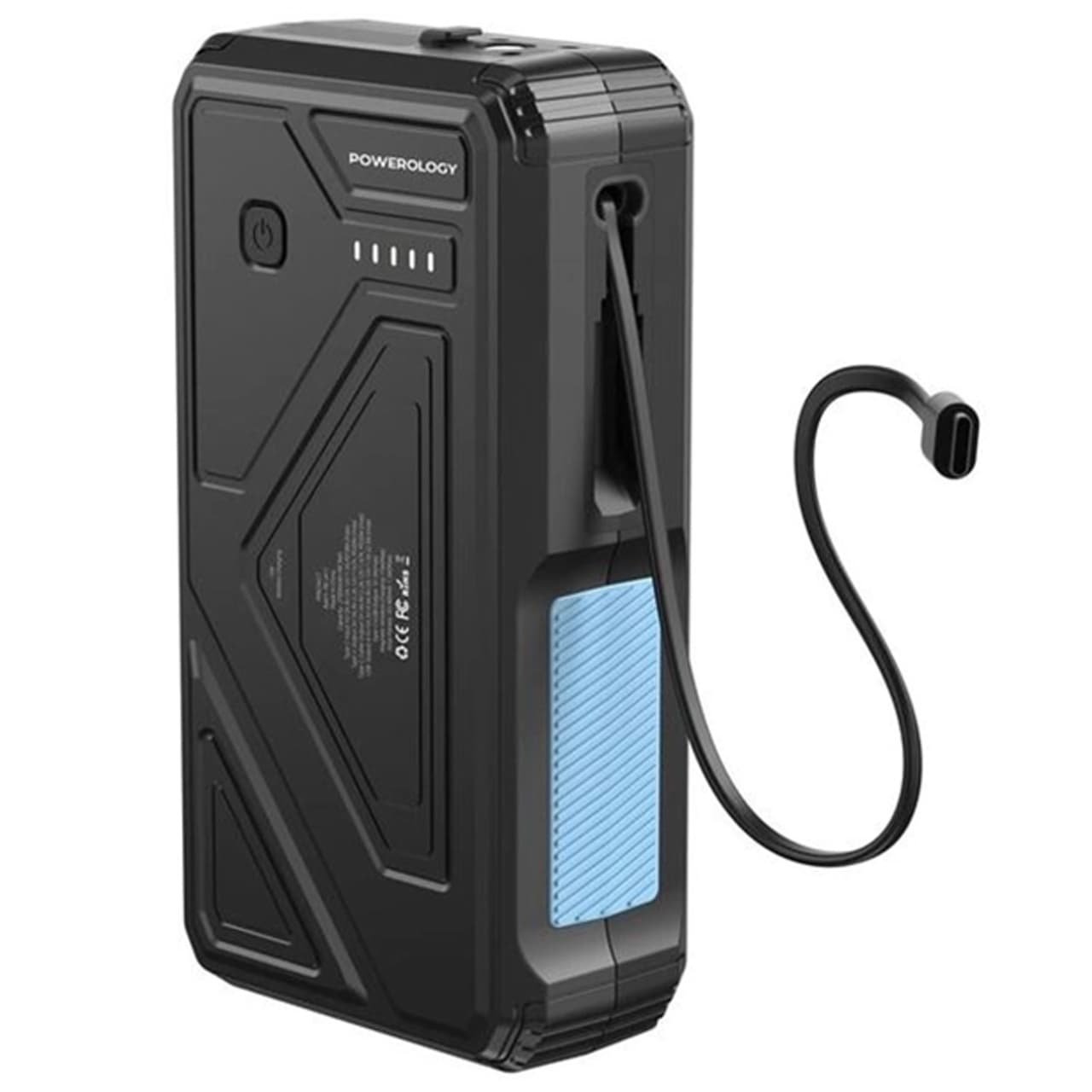 پاوربانک وایرلس خورشیدی 27000 تایپسی و یواسبی 22.5 وات پاورولوژی مدل PP077 PPBCHA77 دارای چراغقوه