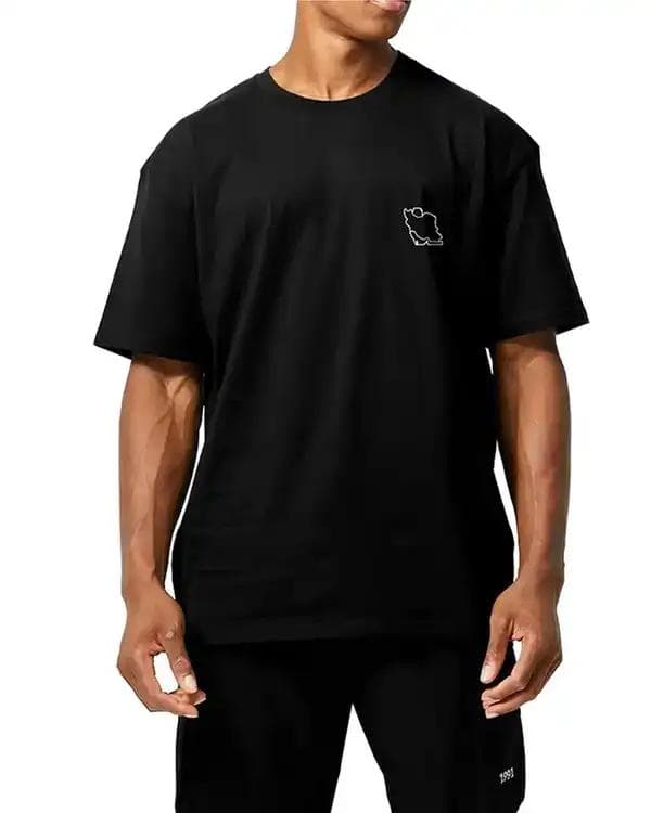 تی شرت مردانه نخی اورسایز مشکی نوزده نود و یک 1991 مدل TS1989 B