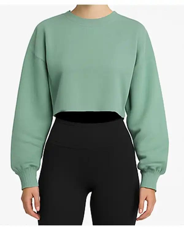 سویشرت کراپ زنانه سبز فدیکو Fedyco کد 10326099