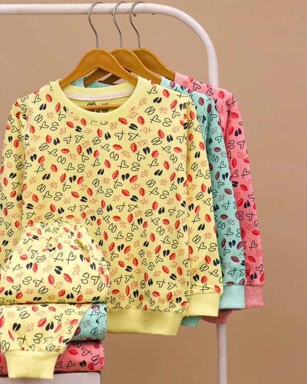 بلوز شلوار تمام چاپ قلب NZDE