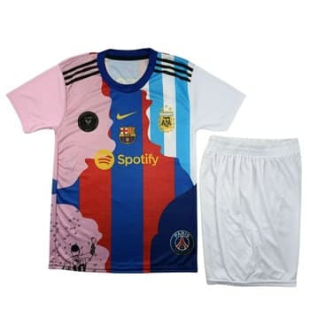 کیت تی شرت و شورت ورزشی منتخب مسی