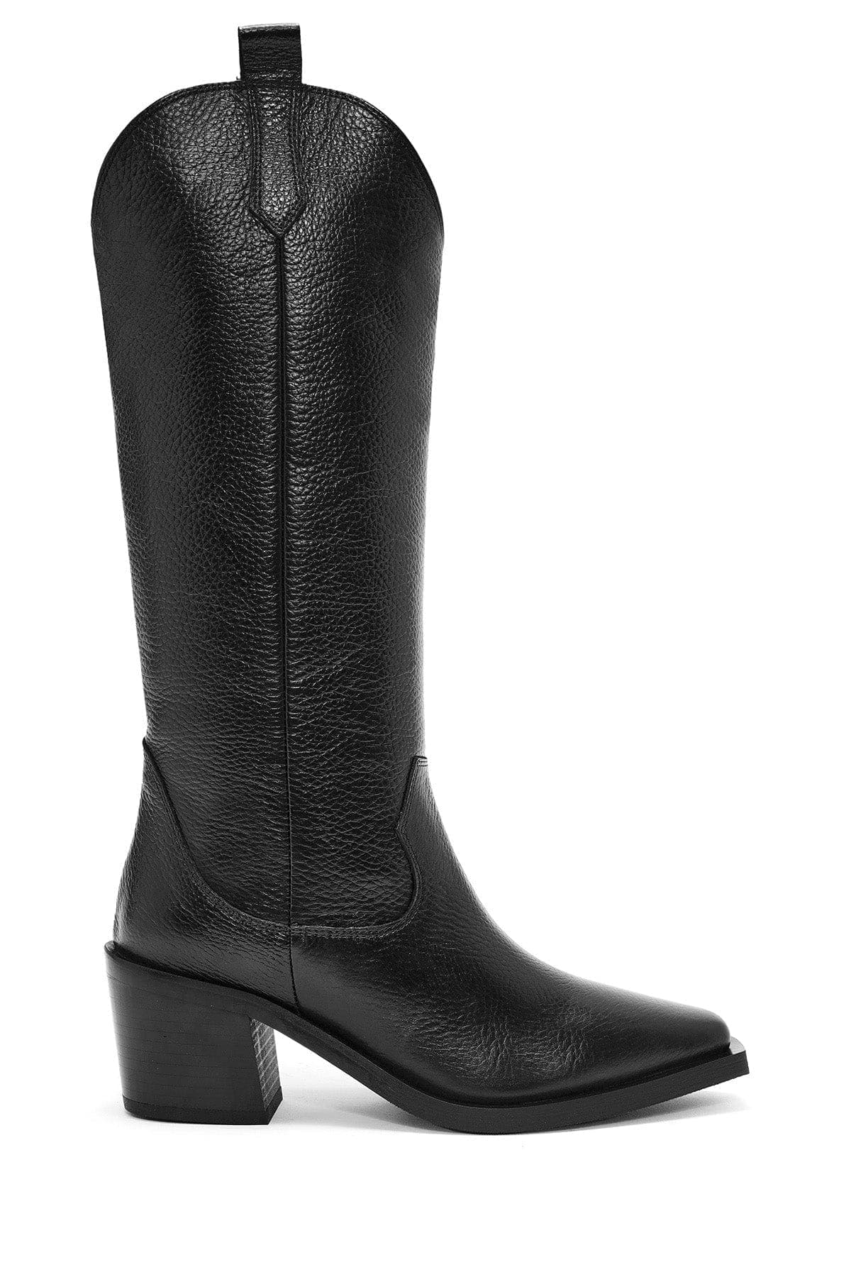 چکمه کابوی زنانه مشکی چرمی پاشنهدار دری مد