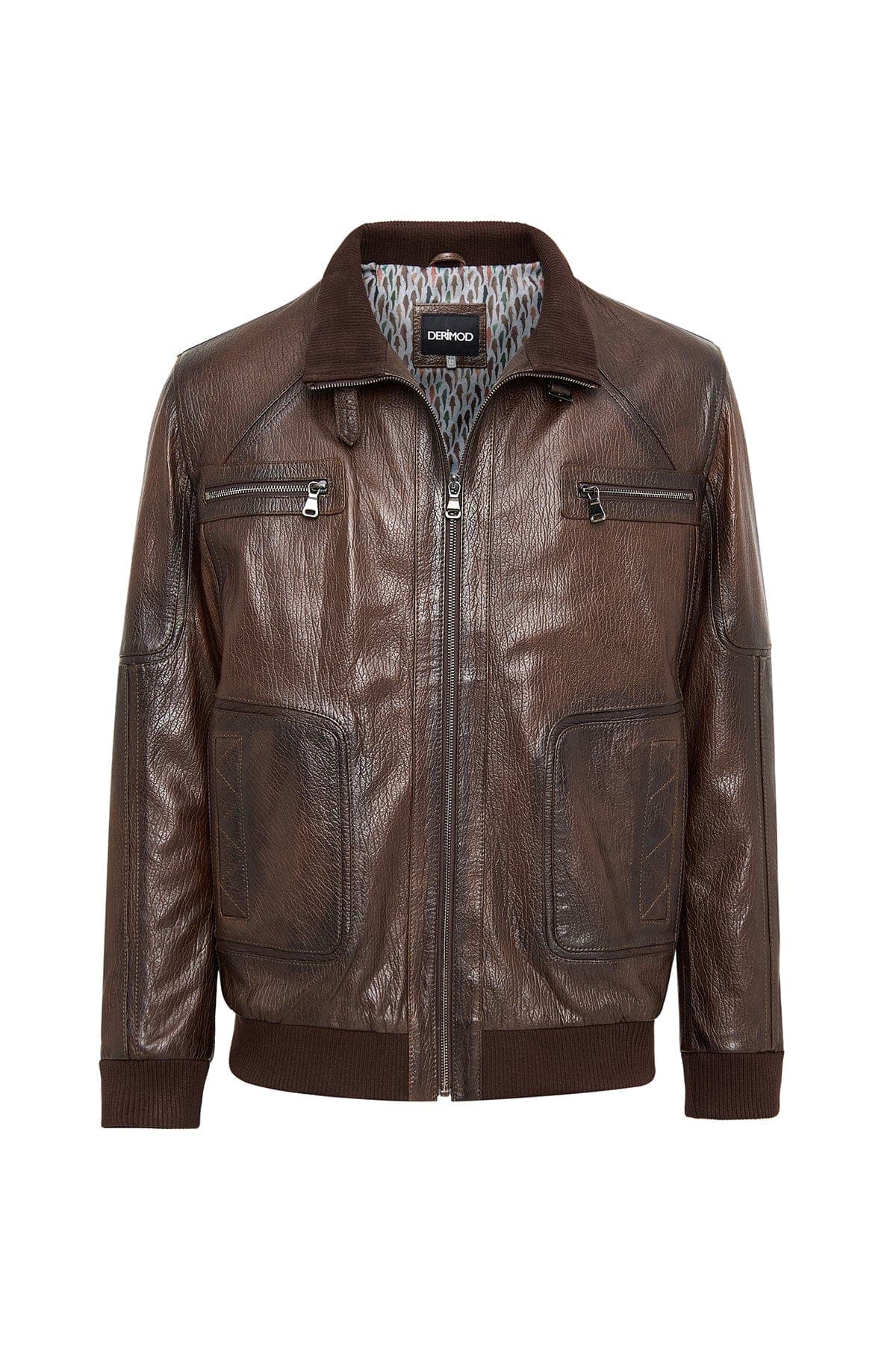 کت چرمی مردانه سایز بزرگ قهوهای Felix دری مد