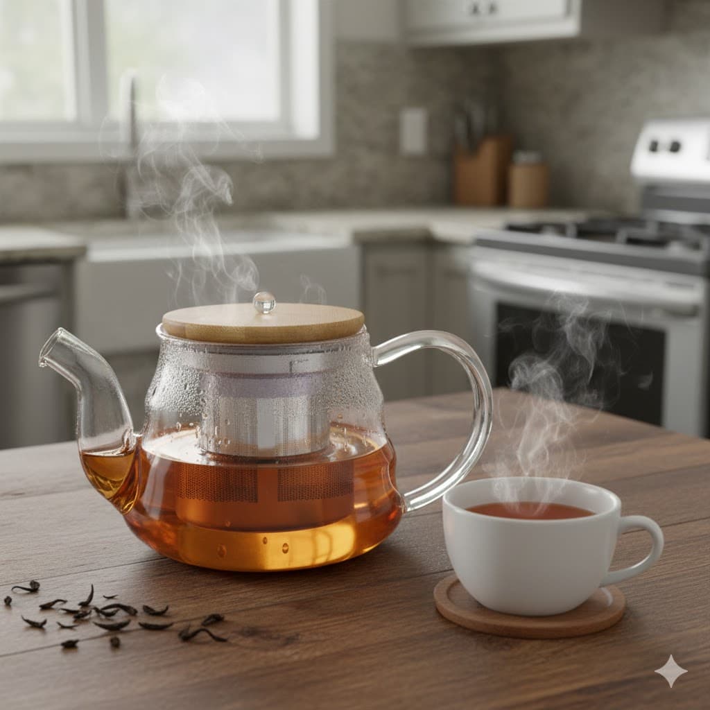قوری پیرکس در چوبی 850ML یونیک کد UN-7918