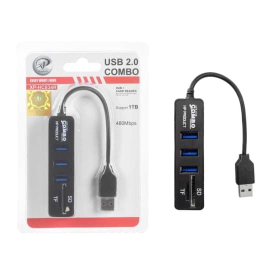 هاب 3 پورت USB2.0 ور م ریدر ایکس پی پروداکت مدل XP-HC834M