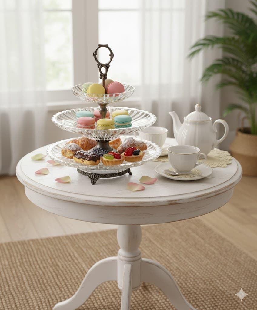 شیرینی خوری دو طبقه بلور پایه پیوتر یونیک کد 1224