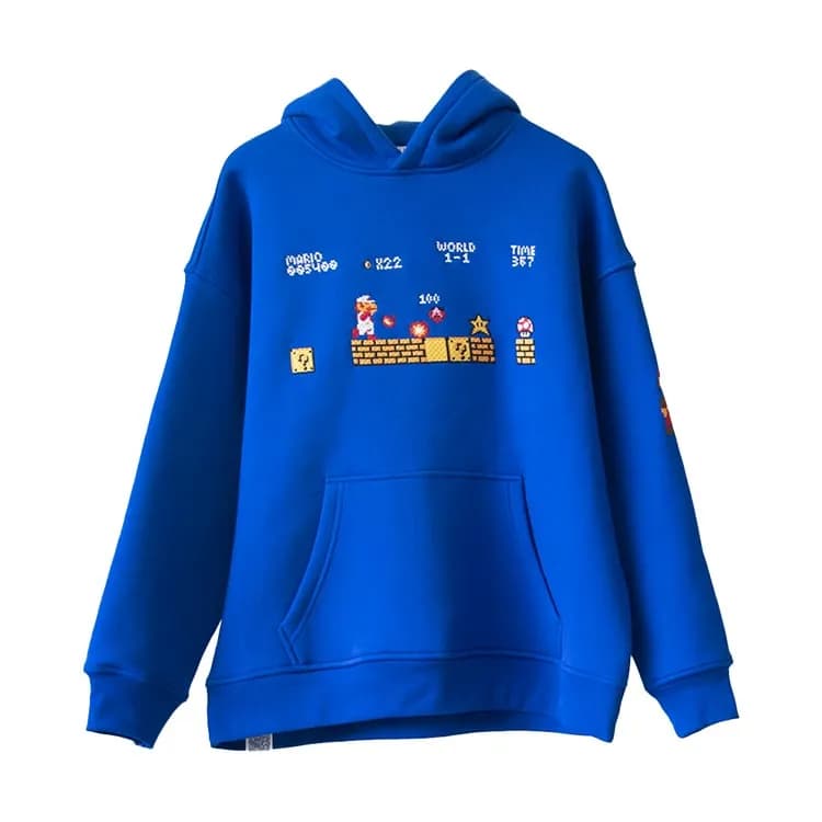 هودی گیمینگ Super Mario Bros - آبی سایز XL