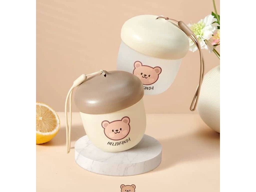 انبار و ظرف ذخیره شیر خشک و غذا و دمنوش 320 میل طرح بلوط با عکس تدی