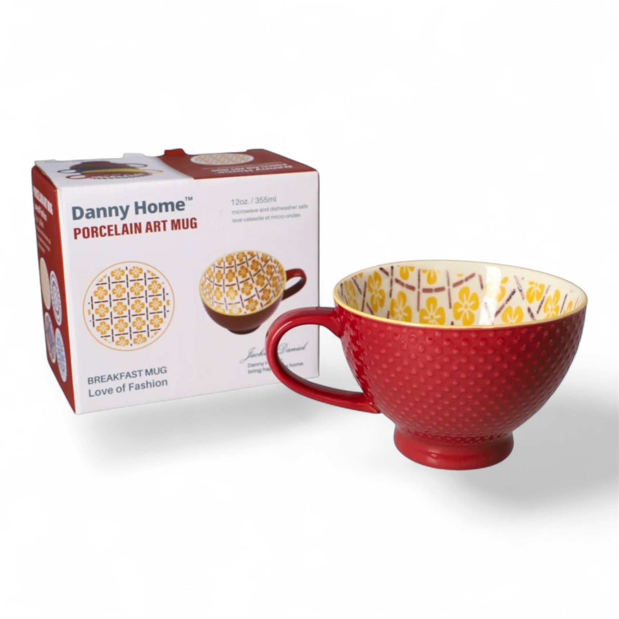 فنجان لتهخوری دنیهوم (Danny Home) طرح قرمز داخل گل زرد