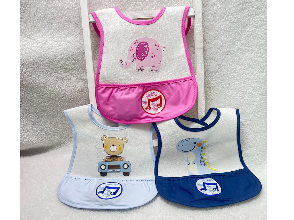 پیشبند نوزادی جیب دار طرح حیوانات جغجغه ای baby do