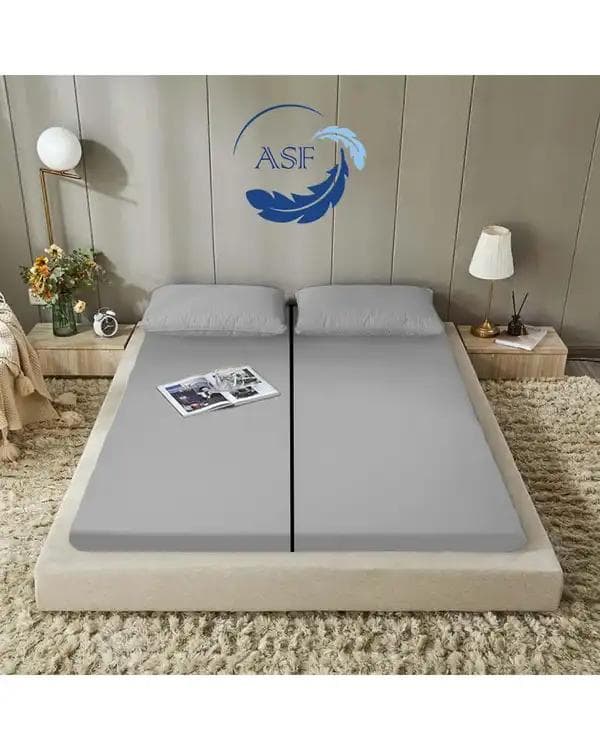 تشک ژاپنی طبی دو نفره سایز 160*200 نقره ای ای اس اف ASF مدل ZENTO Max به همراه روبالشی