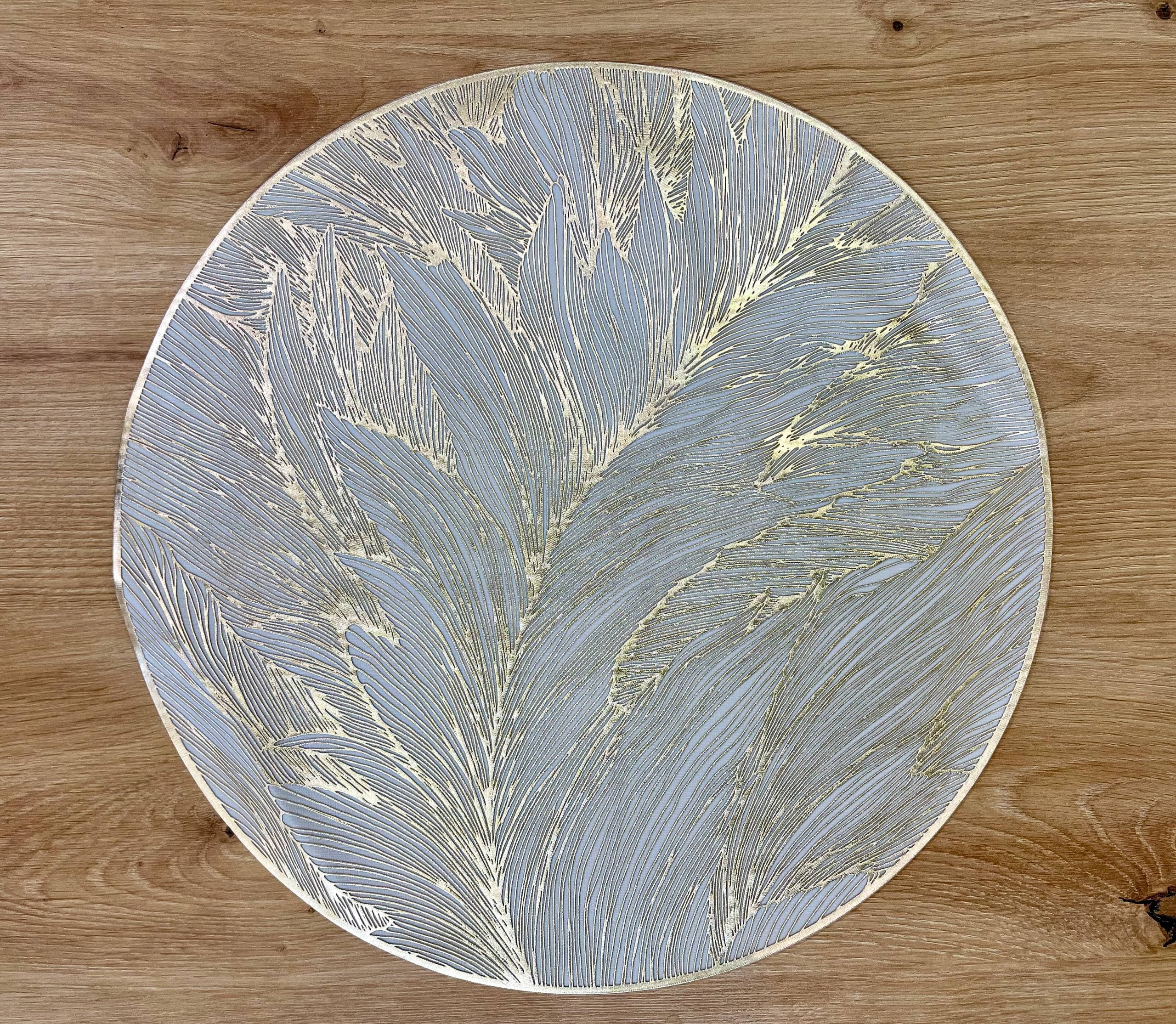 زیربشقابی گرد طرح برگ PVC ست ۶ عددی