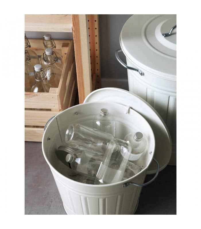 سطل زباله درب دار سفید 16 لیتری ایکیا KNODD