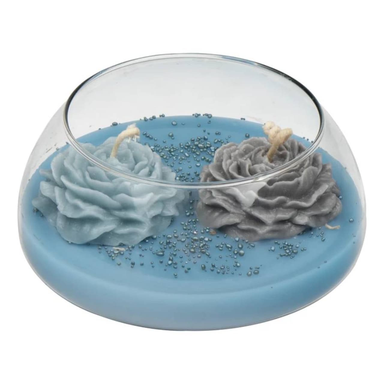 شمع طرح دو گل مدل کاسه ای