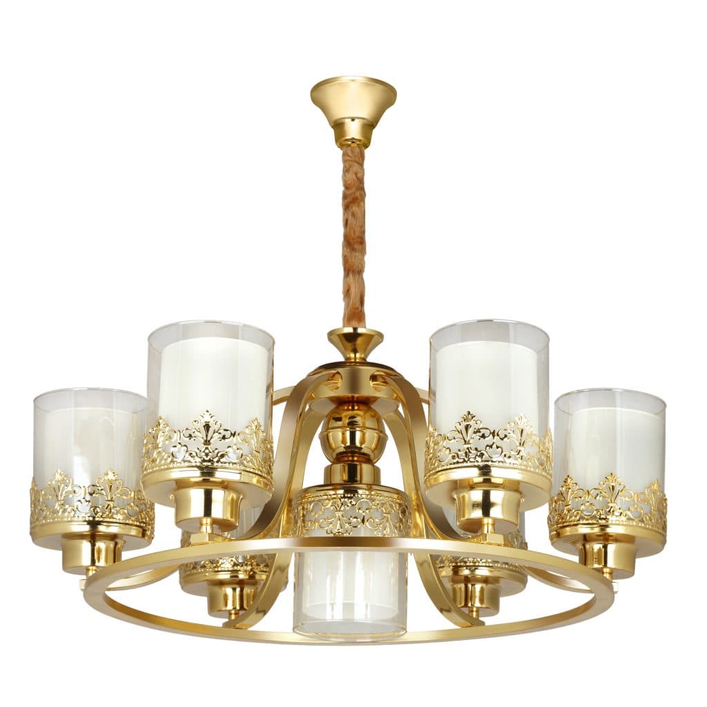 لوستر 7 شعله چشمه نور کد N2663-6+1 طلایی