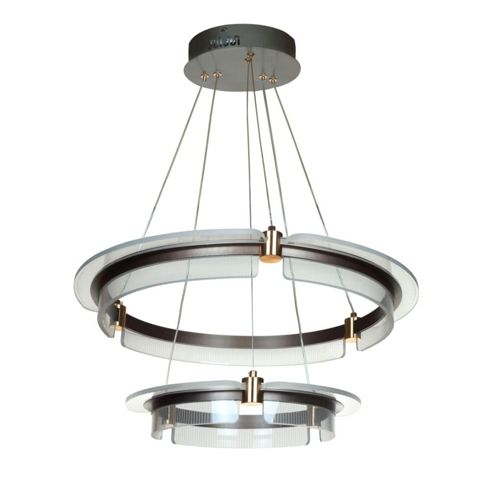 لوستر حلقه ای چشمه نور کد Y4754/2G طلایی (ریموت دار)