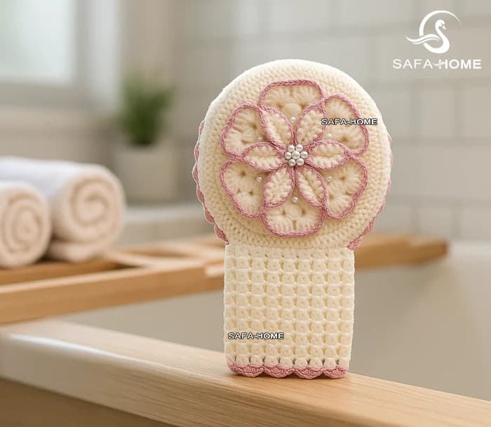 لیف حمام مصرفی گل برجسته بنفشه