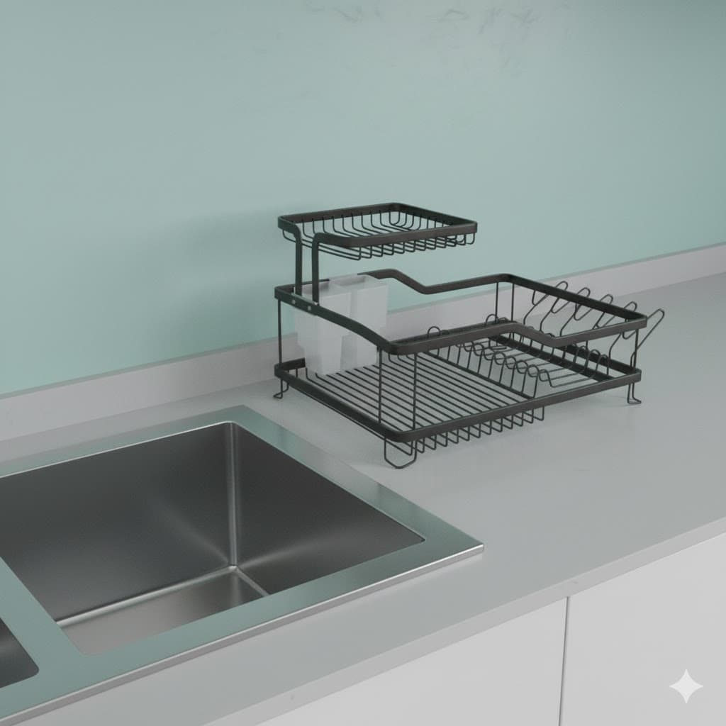 جاظرفی دو طبقه آلومینیوم مشکی یونیک کد 2652