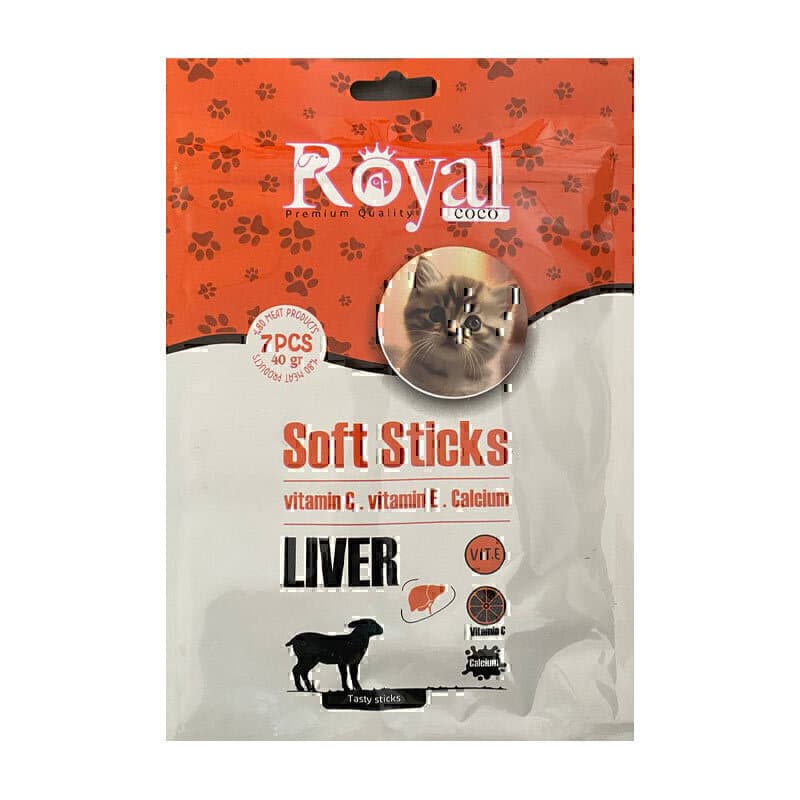 اسنک تشویقی مدادی نرم گربه رویال کوکو با طعم جگر بسته 7 عددی
