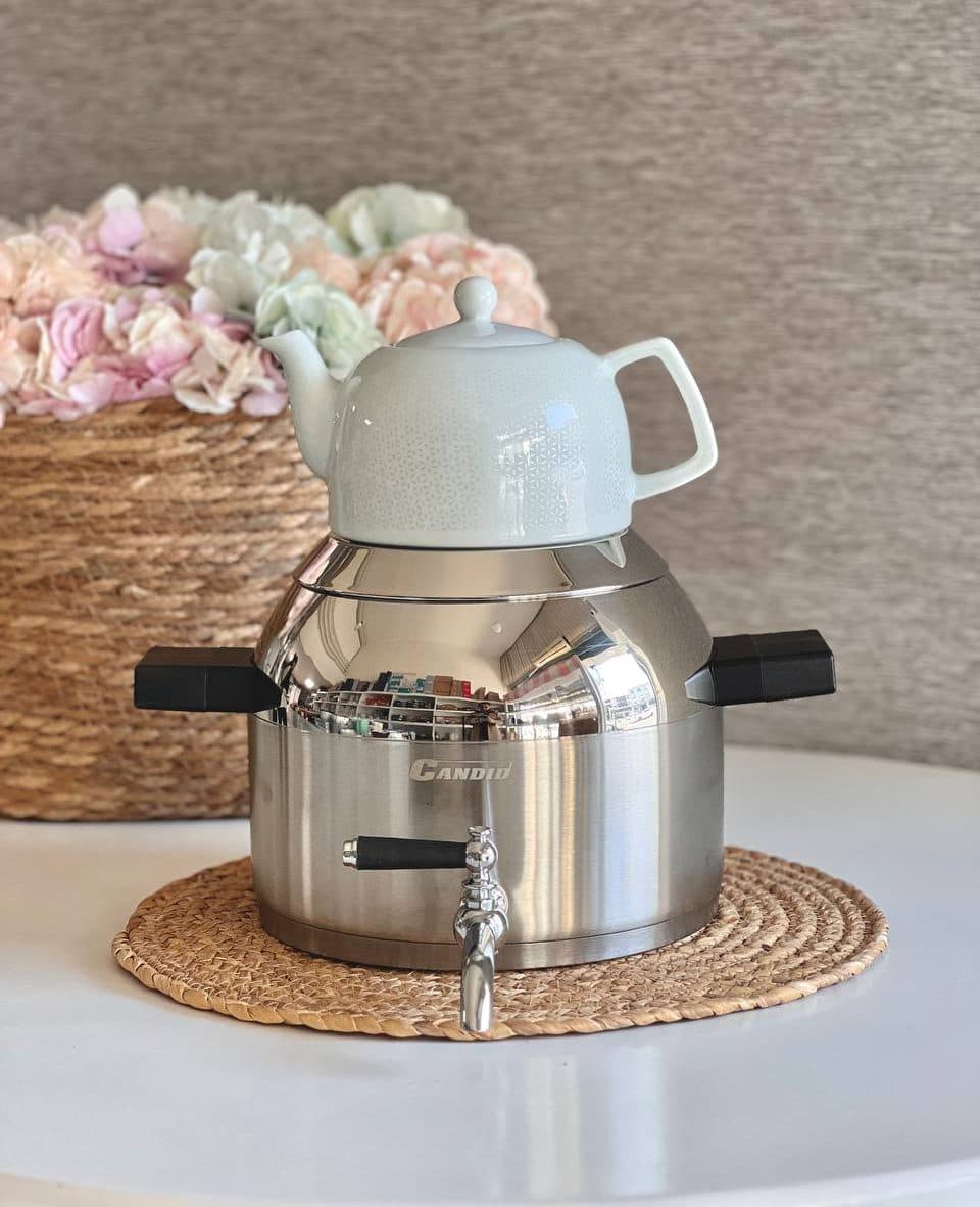 کتری قوری 5.5 لیتری استیل کاندید- دستگیره مشکی