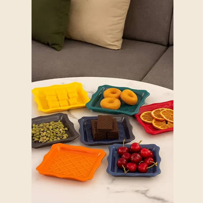 پیش دستی مربع سرامیکی متالیک شش عددی