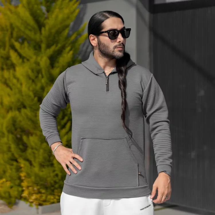 هودی نیم زیپ مردانه کد 27940
