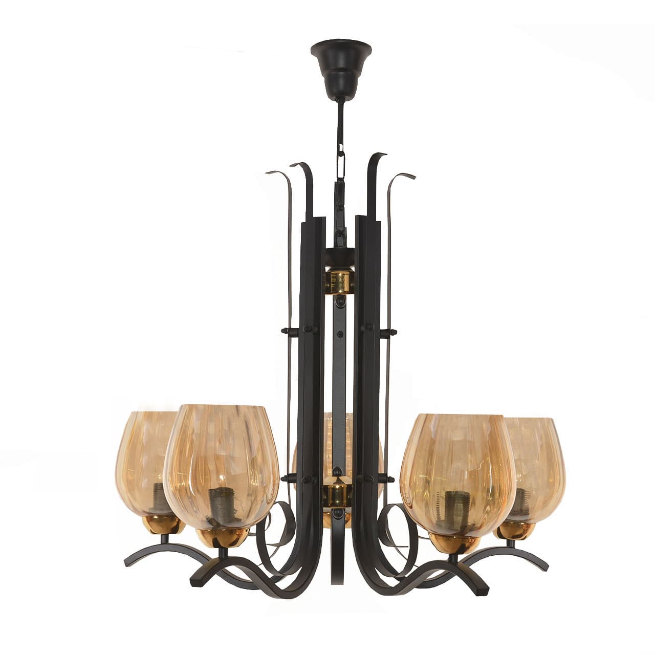 لوستر چشمه نور 5شعله کد 2608/5GBK مشکی