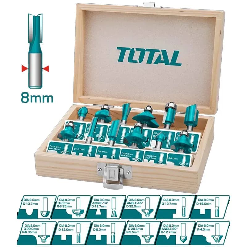 ست ۱۲ عددی تیغه اور فرز توتال سایز ۸ مدل TACSR1121