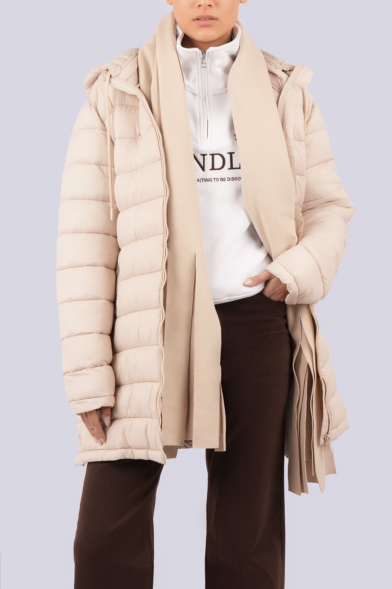 کاپشن بلند ساده زنانه