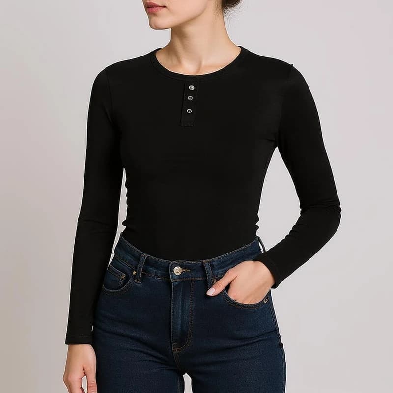 بلوز آستین بلند زنانه افراتین مدل 7575 رنگ مشکی