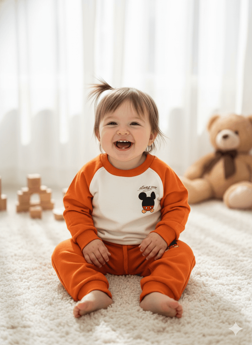 بلوز و شلوار دورس پنبه آستین رگلان طرح میکی موس