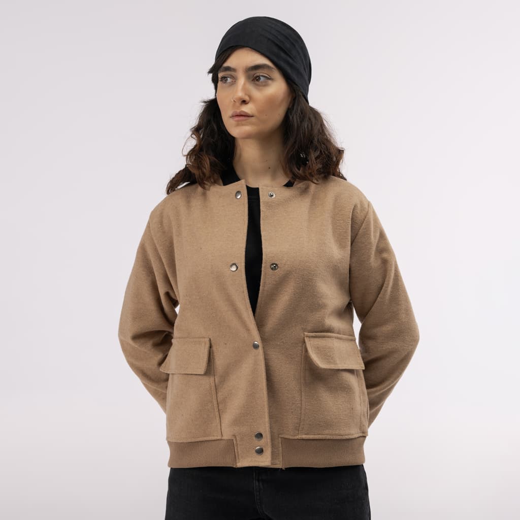 کت پشمی زنانه پریمو مدل دوجیب 700057