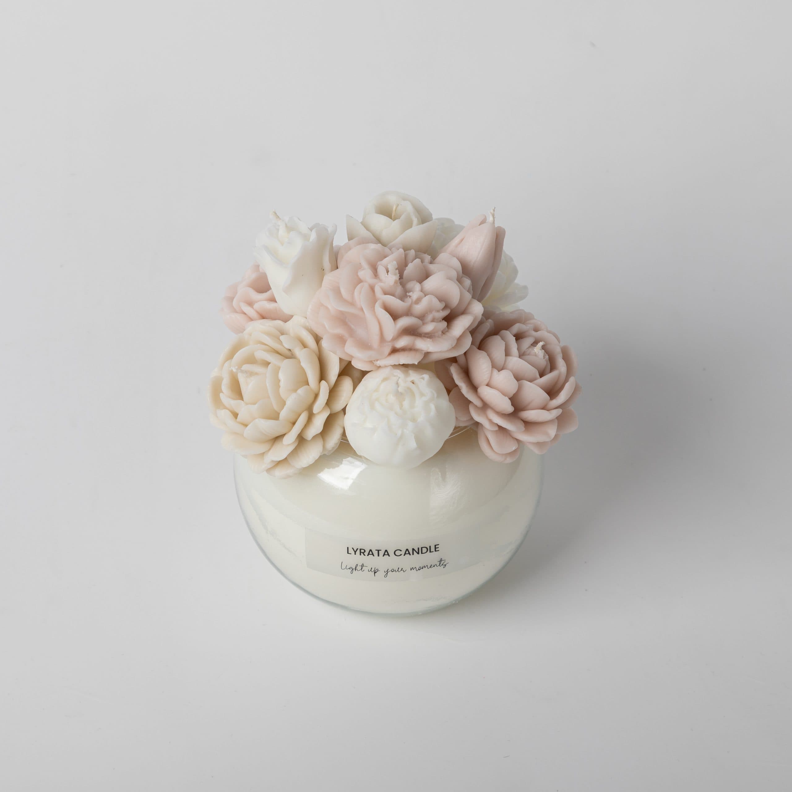 شمع دست ساز گوی گل بزرگ گرد