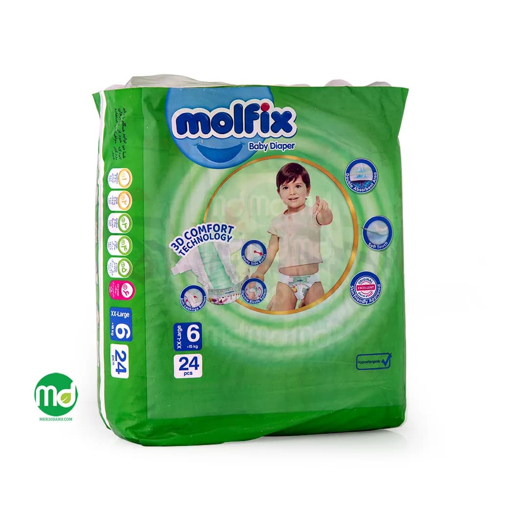 پوشک بچه سه بعدی مولفیکس خیلی بزرگ سایز 6