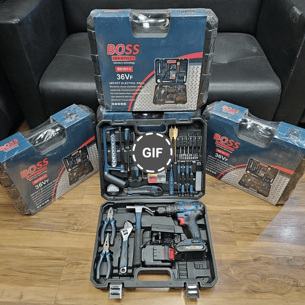مجموعه دریل شارژی چکشی ۳۶ ولت باس مدل B-kitblue