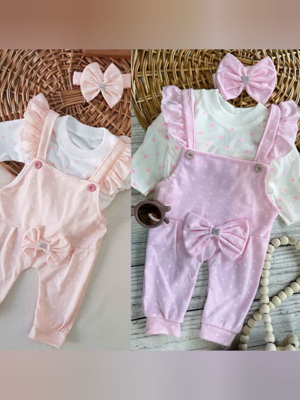 سرهمی پیشبندی پاپیون خالدار نوزادی و کودک کد 112103