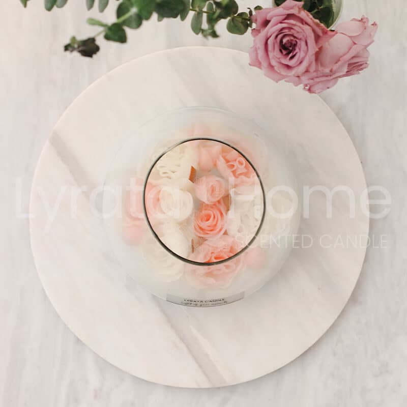 شمع دست ساز گل شیشه ای