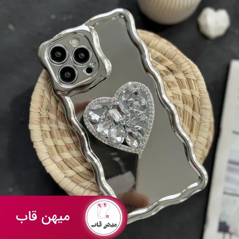 قاب موبایل آیفون قلب دایموند سیلور کرومی