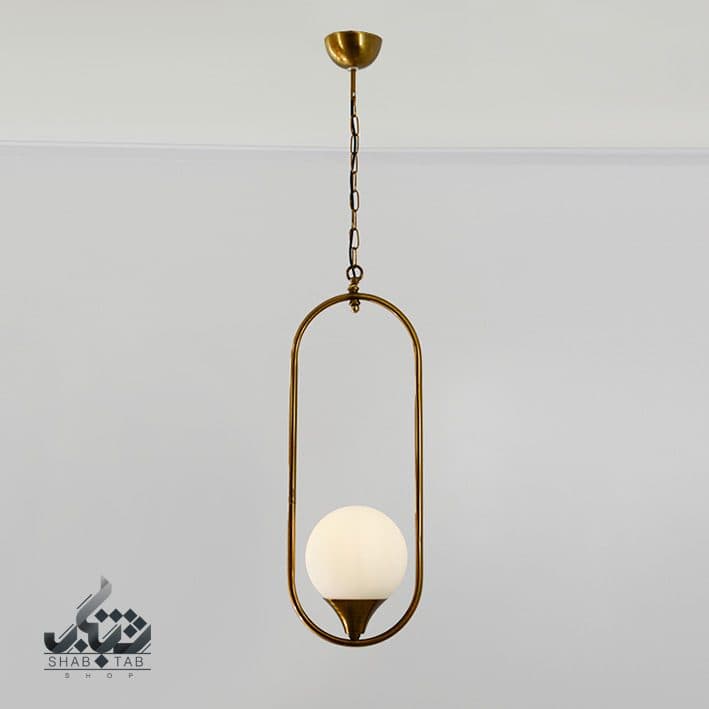 لوستر آویز مدرن تک شعله بیضی حباب دار آنتیک SHJ